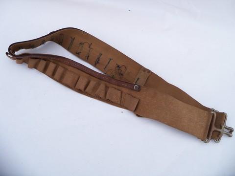 photo of vintage khaki-tan canvas hunter/shooter's belt w/shell loops #1