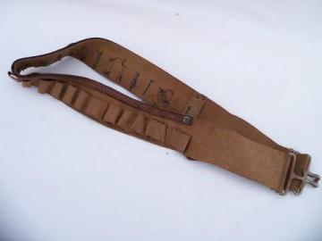 catalog photo of vintage khaki-tan canvas hunter/shooter's belt w/shell loops