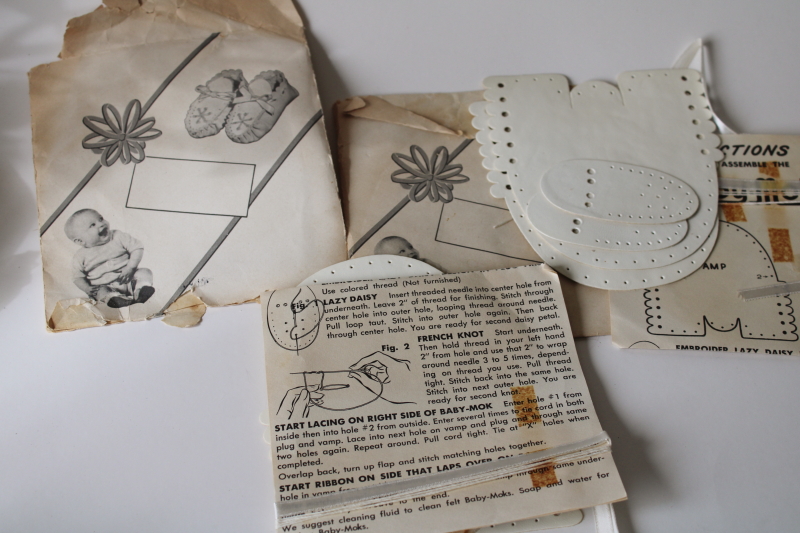 photo of vintage kit heirloom new baby shoes to make, pre cut soft white glove leather w/ instructions  #3