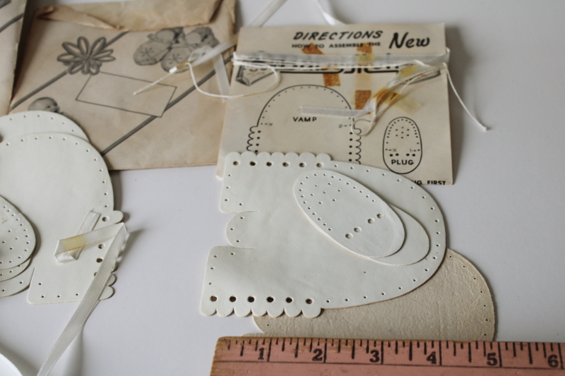 photo of vintage kit heirloom new baby shoes to make, pre cut soft white glove leather w/ instructions  #4