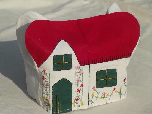 photo of vintage kitchen appliance cover, embroidered cotton cottage toaster cozy! #1