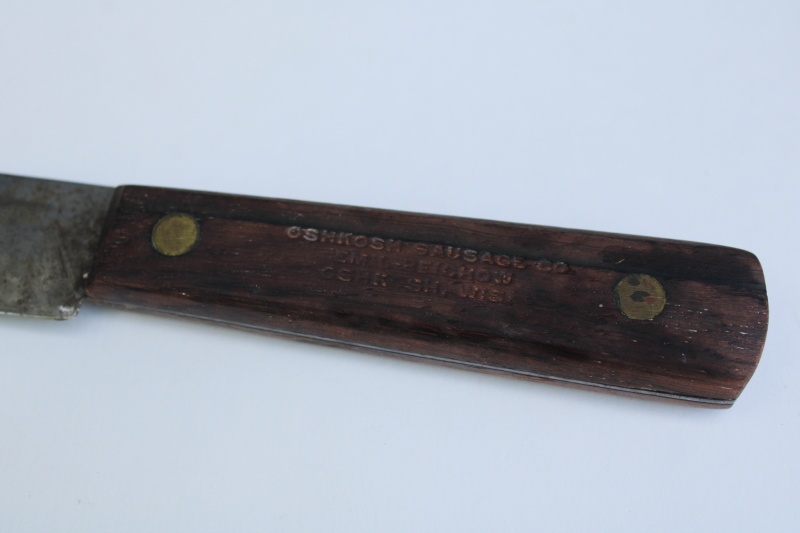 photo of vintage kitchen butcher knife Oshkosh Sausage Emil Reichow advertising 1940s or 50s #2