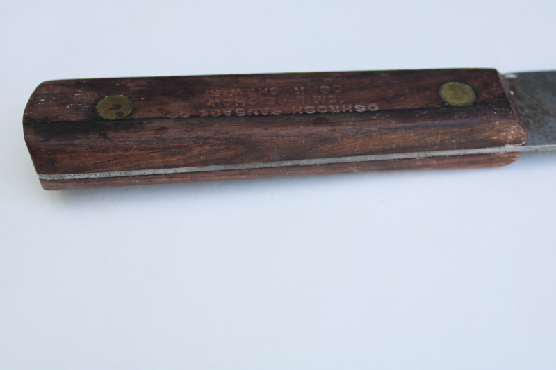 photo of vintage kitchen butcher knife Oshkosh Sausage Emil Reichow advertising 1940s or 50s #3