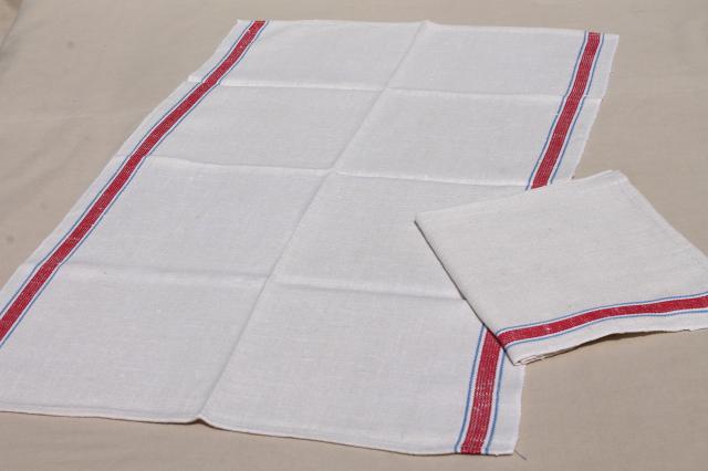 photo of vintage kitchen dish towels, striped linen and cotton towel lot of 10 #3