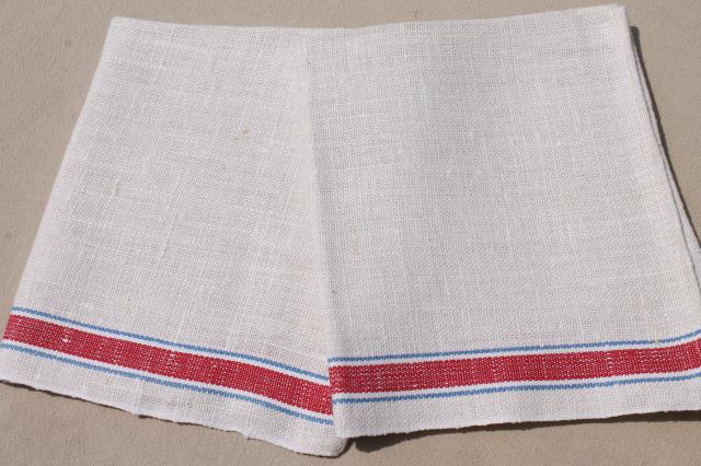 photo of vintage kitchen dish towels, striped linen and cotton towel lot of 10 #4