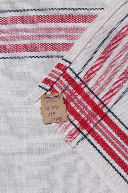 photo of vintage kitchen dish towels, striped linen and cotton towel lot of 10 #7