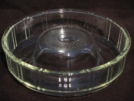 photo of vintage kitchen glass ring molds for jello or baking, Glasbake Queen Anne #2