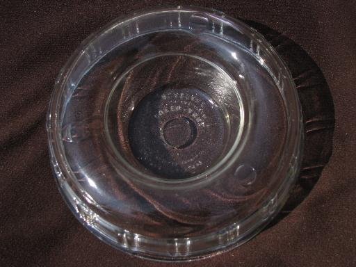 photo of vintage kitchen glass ring molds for jello or baking, Glasbake Queen Anne #3