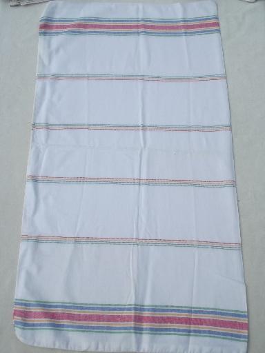 photo of vintage kitchen linens lot, cotton plaid towels, hand embroidered towels #5