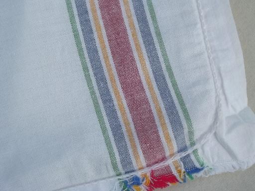 photo of vintage kitchen linens lot, cotton plaid towels, hand embroidered towels #6