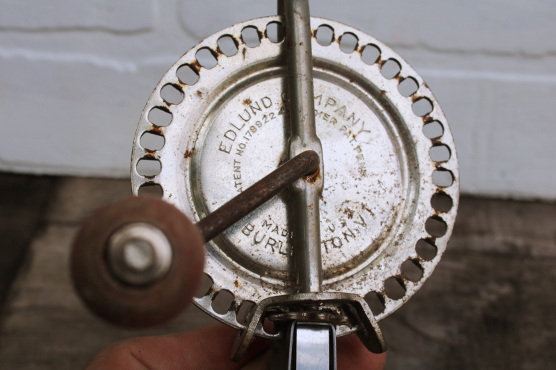 photo of vintage kitchen old antique egg beaters, lot of four hand crank rotary mixers  #4