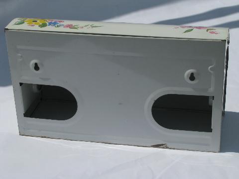 photo of vintage kitchen paper towel / wax paper dispenser, Ransburg style painted metal, flowers #3