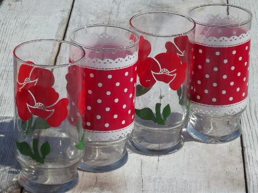 photo of vintage kitchen swanky swigs glasses, geraniums, red and white polka dots! #1