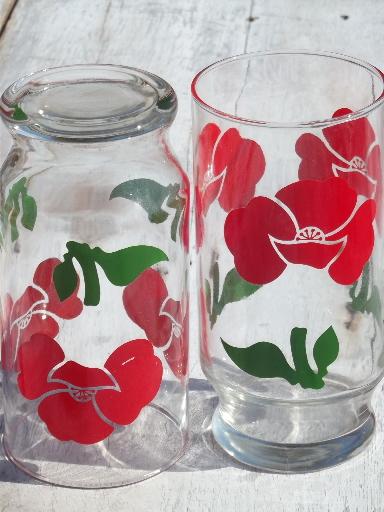 photo of vintage kitchen swanky swigs glasses, geraniums, red and white polka dots! #3