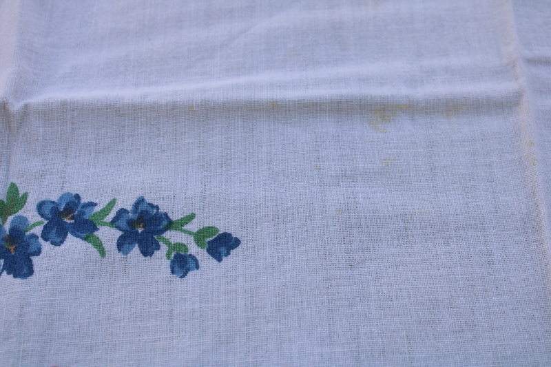 photo of vintage kitchen towel or tablecloth, cottage garden flowers print, feed sack weave cotton fabric  #3