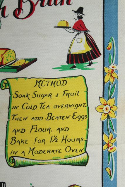 photo of vintage kitchen towel print recipe bara brith Welsh bread fruitcake Wales #4