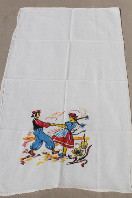 photo of vintage kitchen towels w/ cheerful Holland Dutch designs in bright colors #2