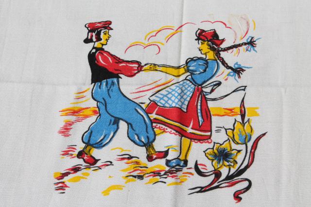 photo of vintage kitchen towels w/ cheerful Holland Dutch designs in bright colors #3