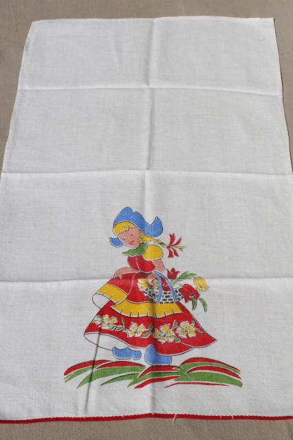 photo of vintage kitchen towels w/ cheerful Holland Dutch designs in bright colors #4