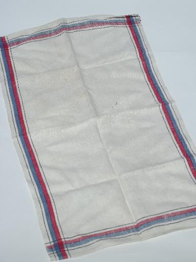 photo of vintage kitchen towels lot, red & blue striped cotton linen dish towels #8