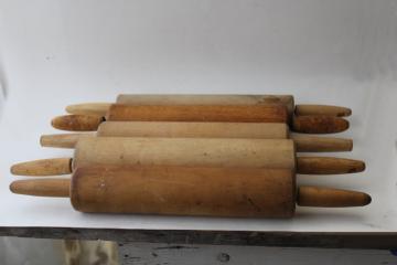 catalog photo of vintage kitchenware lot, collection of wood rolling pins from farmhouse kitchen