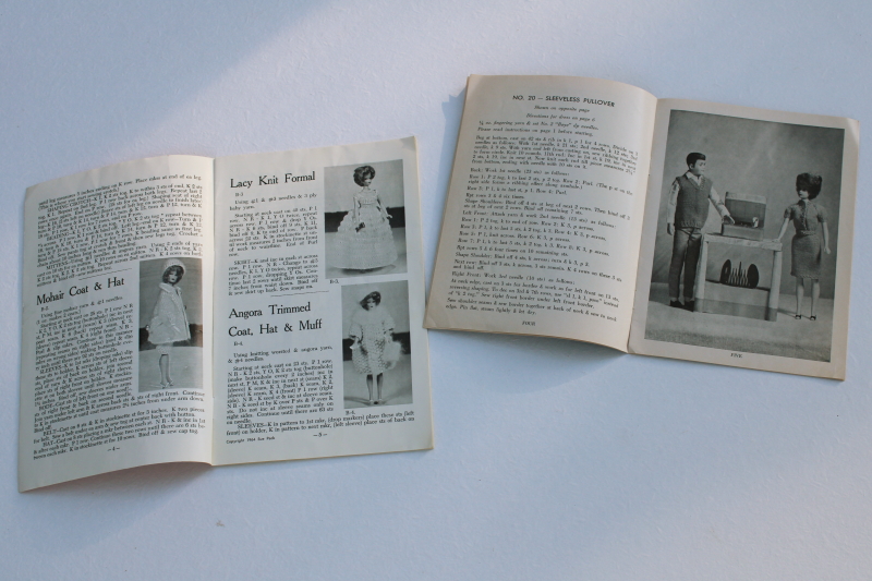 photo of vintage knit & crochet pattern booklets 1960s retro Barbie & Ken teen fashion doll clothes #2