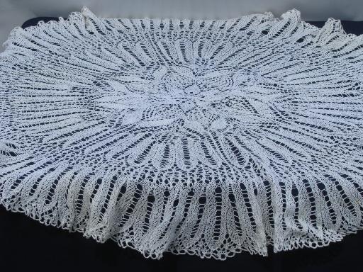 photo of vintage knitted and crocheted lace table mats and large table cover cloth #2