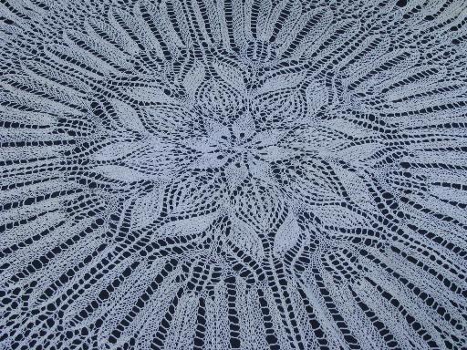 photo of vintage knitted and crocheted lace table mats and large table cover cloth #3