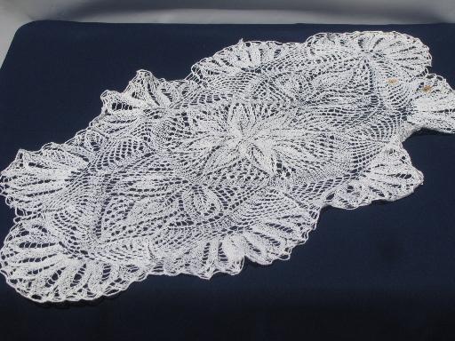 photo of vintage knitted and crocheted lace table mats and large table cover cloth #4