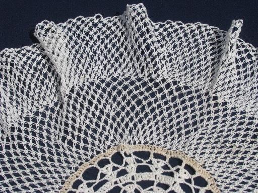 photo of vintage knitted and crocheted lace table mats and large table cover cloth #7