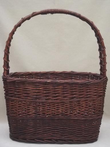 photo of vintage knitting basket, old wicker sewing or needlework basket  #2