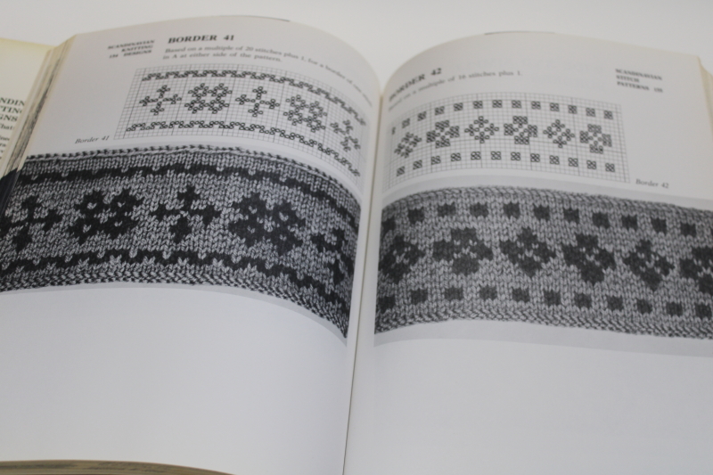 photo of vintage knitting book charted patterns traditional Scandinavian knit designs & borders #4