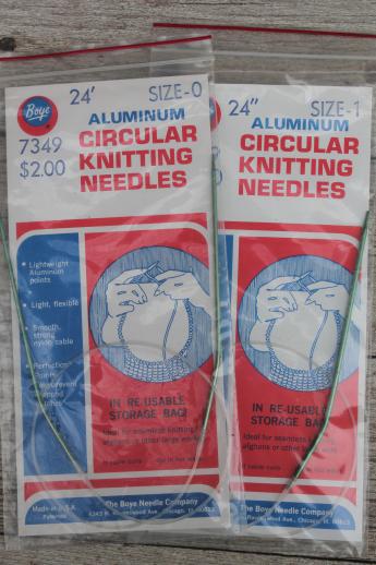 photo of vintage knitting needles lot, plastic cable aluminum circular needles in pkgs #2