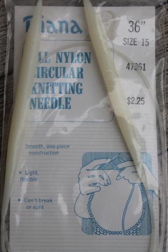 photo of vintage knitting needles lot, plastic cable aluminum circular needles in pkgs #7