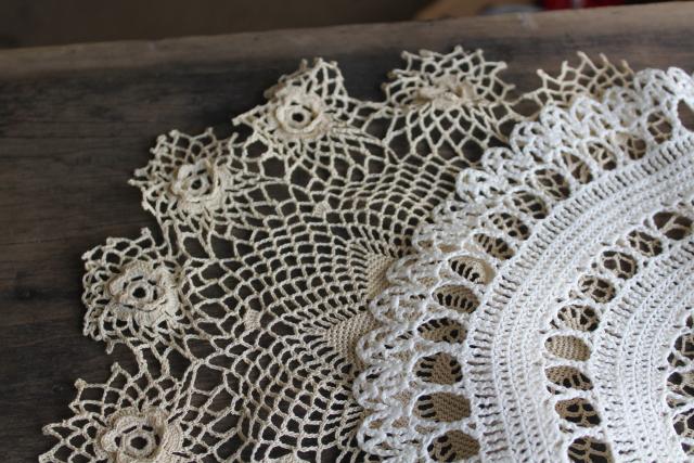 photo of vintage lace doilies & star shape table mat centerpieces, crochet doily lot #5