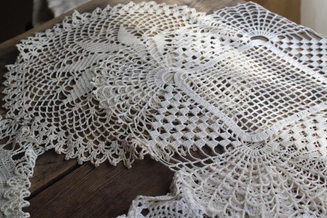 photo of vintage lace doilies & star shape table mat centerpieces, crochet doily lot #6