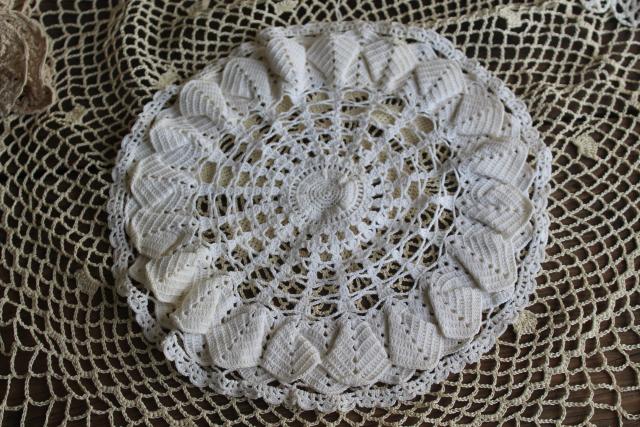 photo of vintage lace doilies & star shape table mat centerpieces, crochet doily lot #7