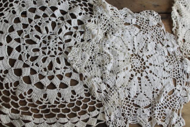 photo of vintage lace doilies & star shape table mat centerpieces, crochet doily lot #8