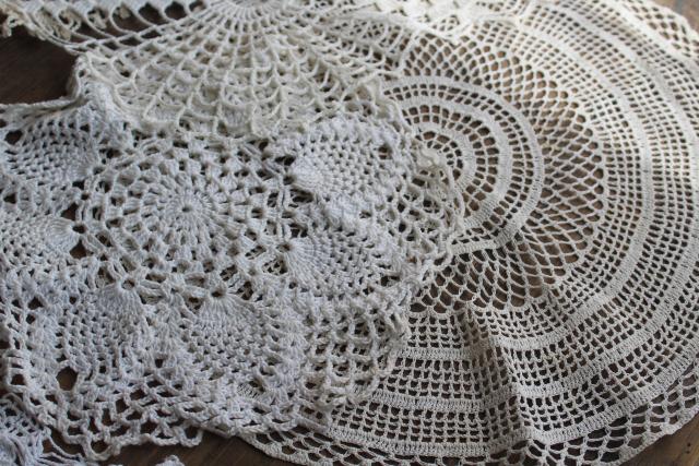 photo of vintage lace doilies & star shape table mat centerpieces, crochet doily lot #9