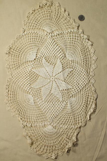 photo of vintage lace doilies & table mat centerpieces, shabby chic crochet doily lot #2