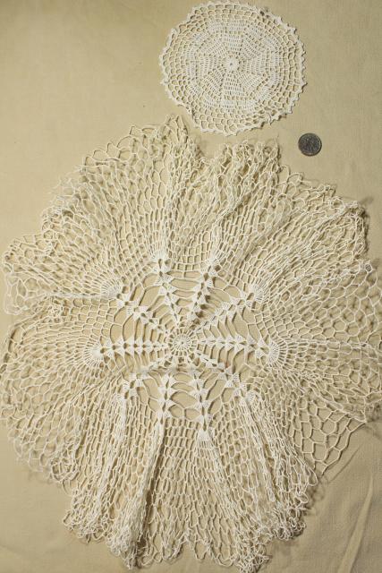 photo of vintage lace doilies & table mat centerpieces, shabby chic crochet doily lot #3