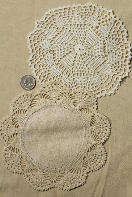 photo of vintage lace doilies & table mat centerpieces, shabby chic crochet doily lot #4