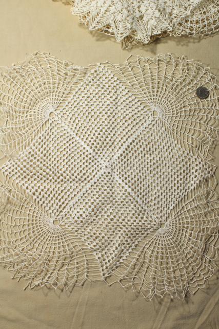 photo of vintage lace doilies & table mat centerpieces, shabby chic crochet doily lot #5