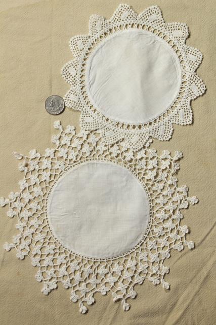 photo of vintage lace doilies & table mat centerpieces, shabby chic crochet doily lot #6