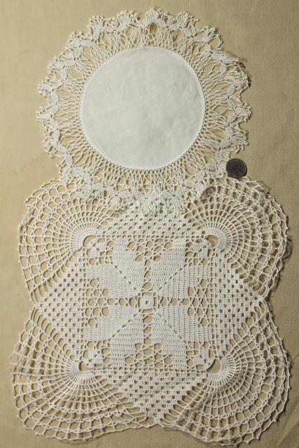 photo of vintage lace doilies & table mat centerpieces, shabby chic crochet doily lot #8