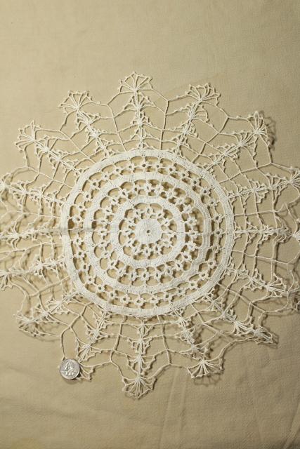 photo of vintage lace doilies & table mat centerpieces, shabby chic crochet doily lot #9