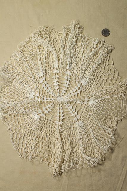 photo of vintage lace doilies & table mat centerpieces, shabby chic crochet doily lot #11