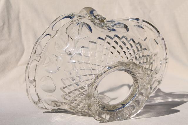 photo of vintage lace edge glass brides basket, crystal clear glass centerpiece bowl for flowers #8