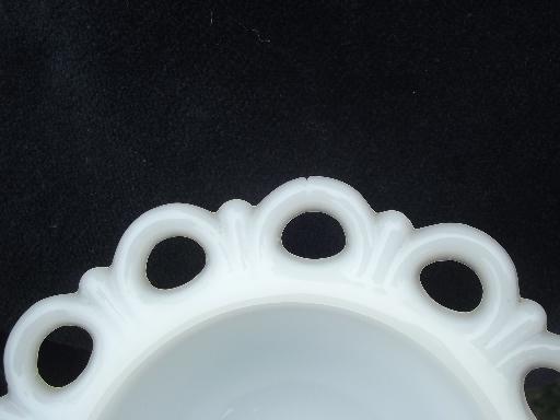 photo of vintage lace edge milk glass dishes set, plates, bowls, sherbet dishes  #3