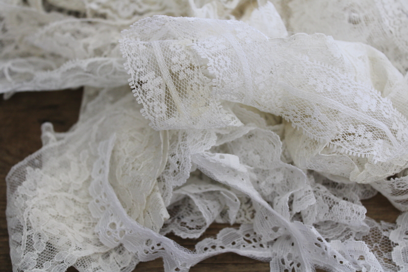 photo of vintage lace edgings, ruffled lace trims scrap remnants lot for crafts, sewing #4